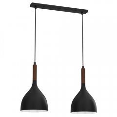 Czarna lampa wisząca na listwie 2-punktowa NOAK WOOD 3731 Luminex