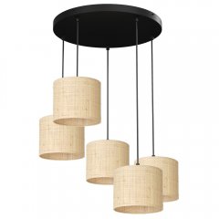 Pięciopunktowa lampa wisząca na okręgu RATTAN 5283 Luminex